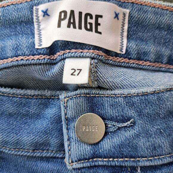PAIGE Colette Crop Flare Jeans Size 27 Distressed Knees - Picture 3 of 8